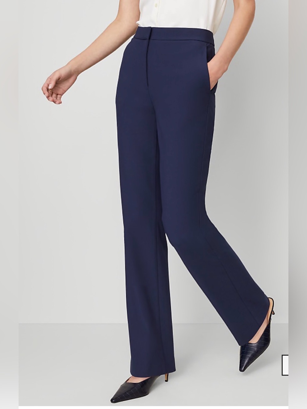 Ann Taylor Navy Straight-Leg Trousers